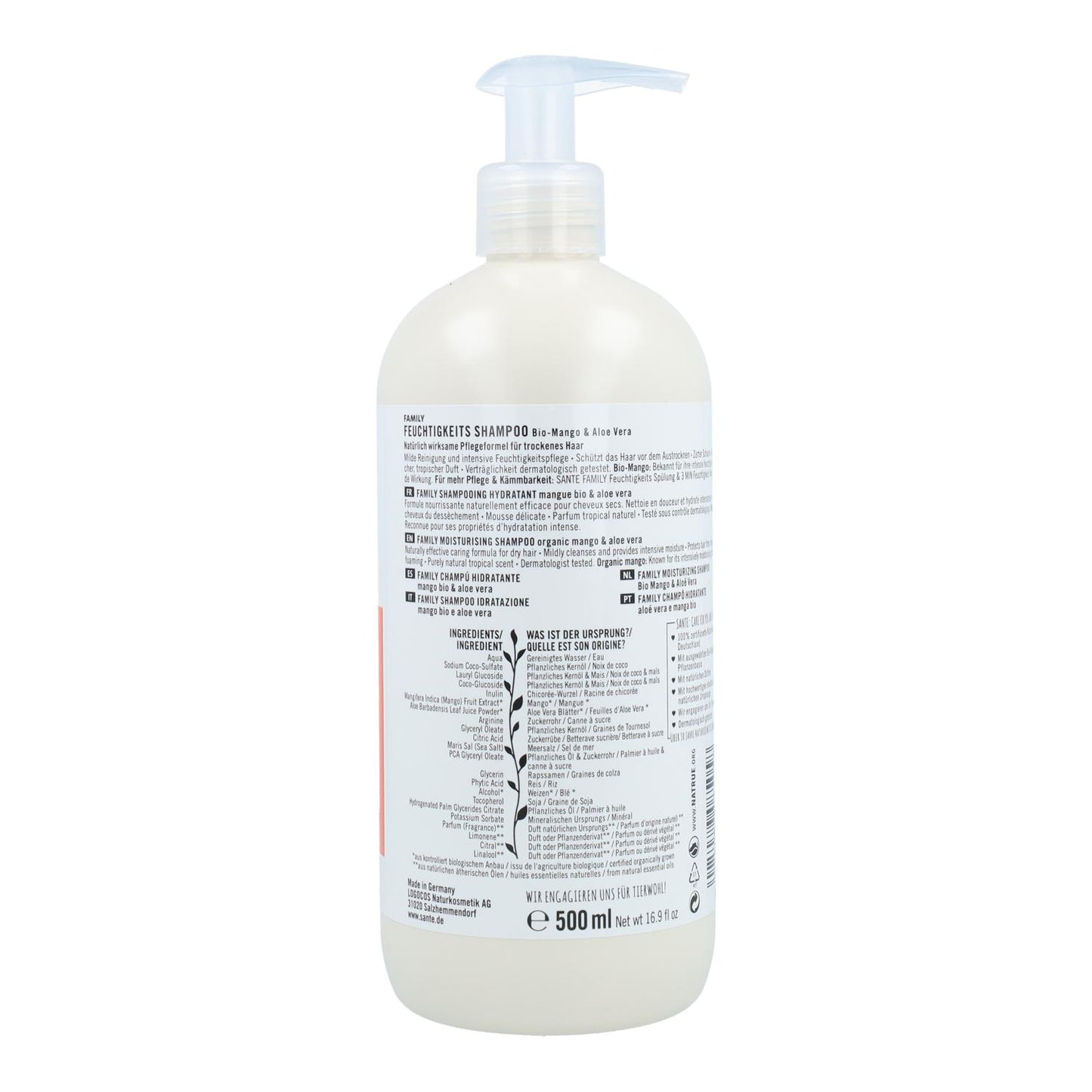 Champú Hidratante Family Aloe Vera & Mango, Sante 500 ml