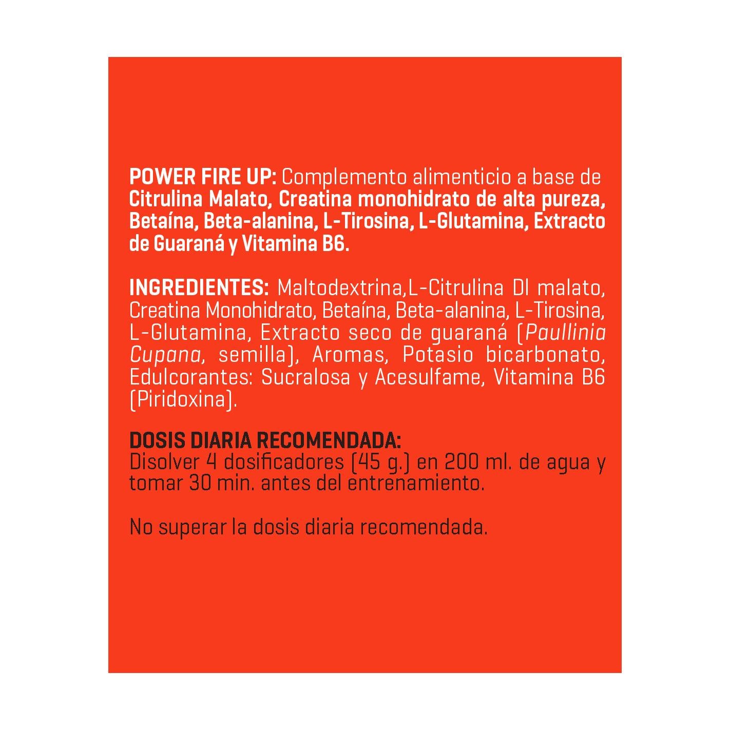 Pre-entreno Power Fire Up Powergym Cítricos