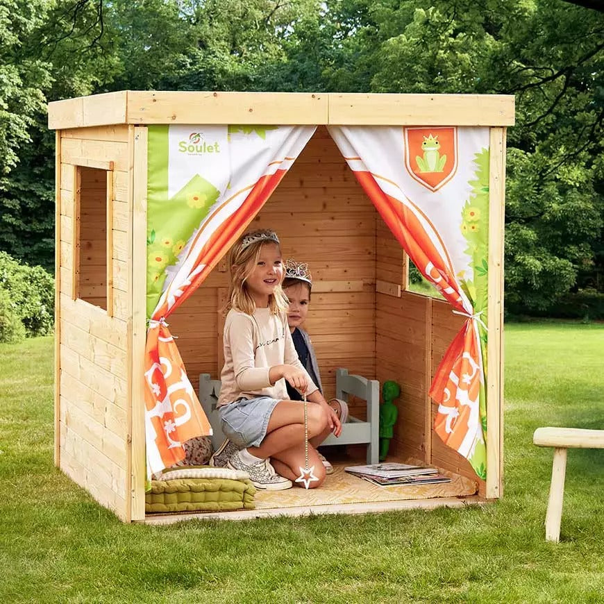 Casita infantil de madera con cortina Princesse Soulet