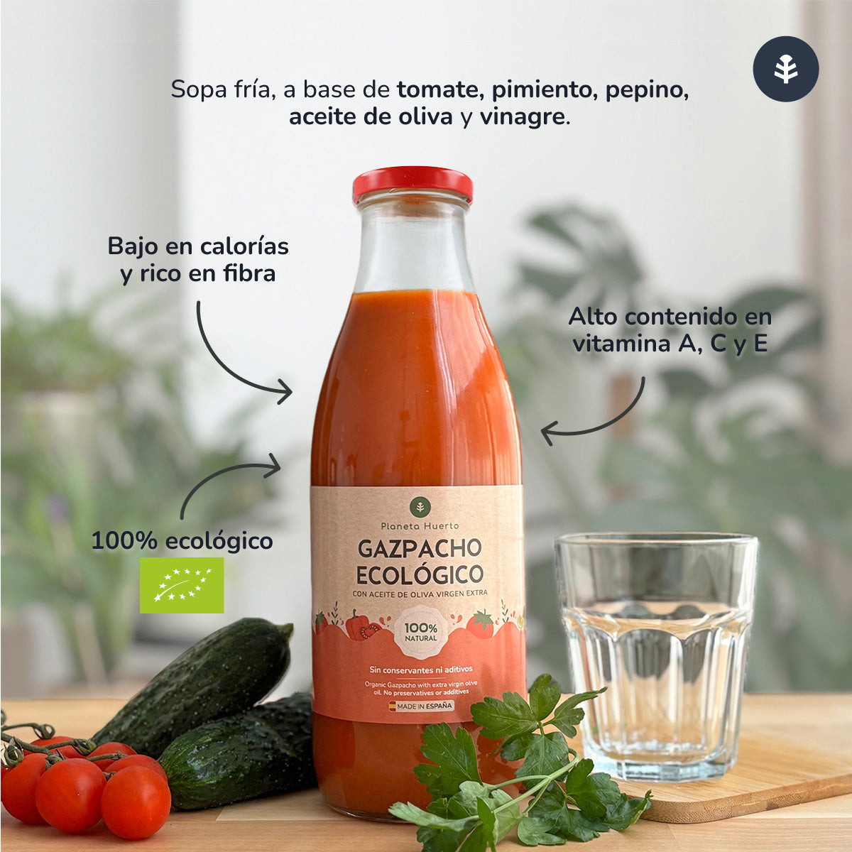 Pack 6x Gazpacho tradicional ECO con AOVE Planeta Huerto 1L