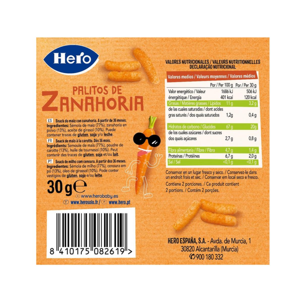 Palitos de zanahoria 30 g-Hero Kids