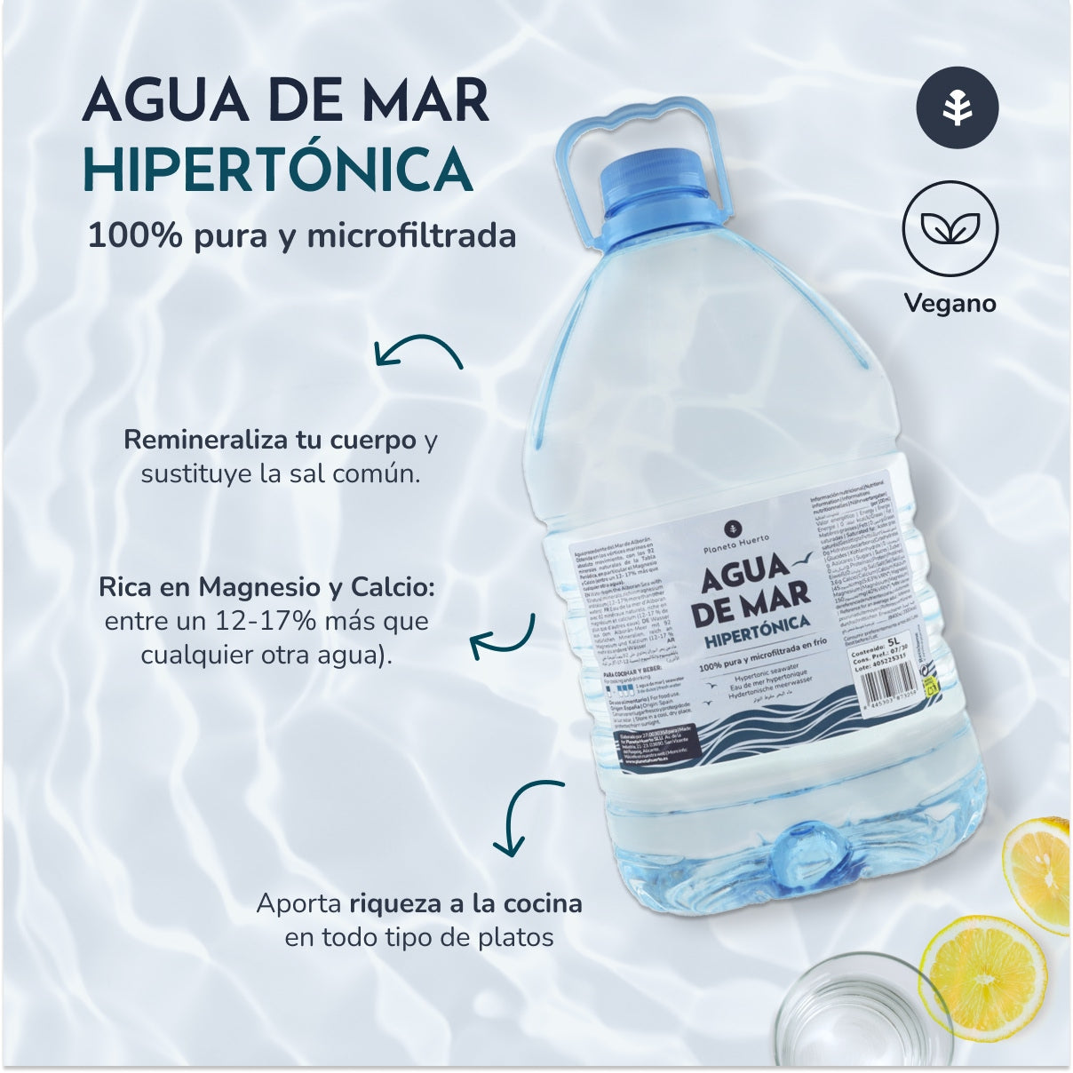 Agua de Mar Hipertónica Garrafa Planeta Huerto 5 L