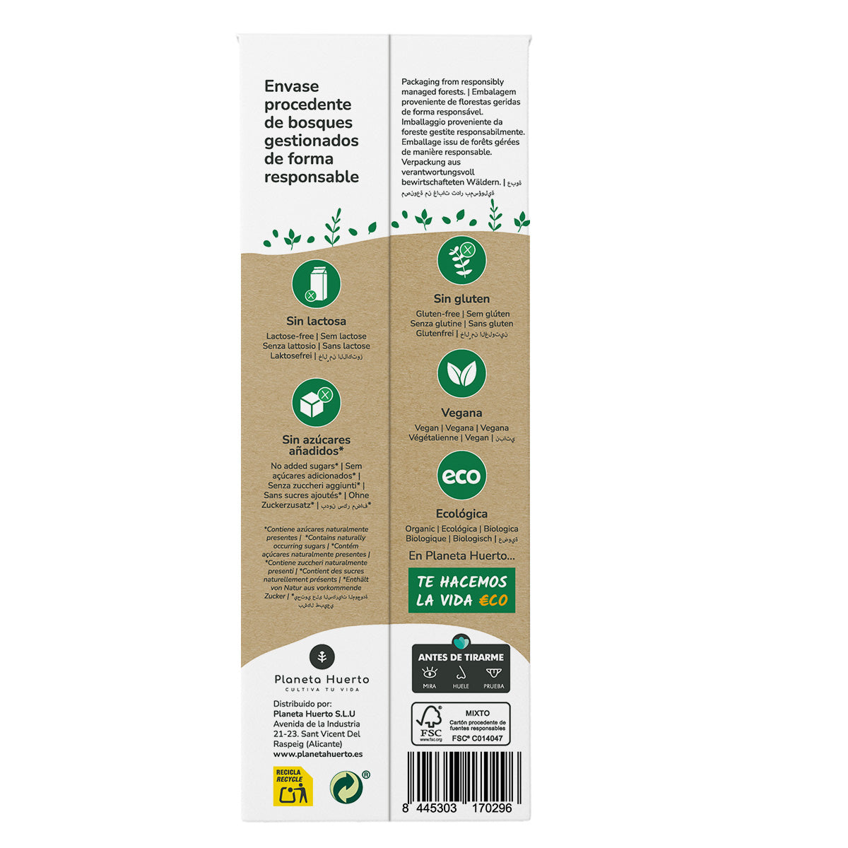Pack 6x Bebida de Arroz Eco Planeta Huerto 1L
