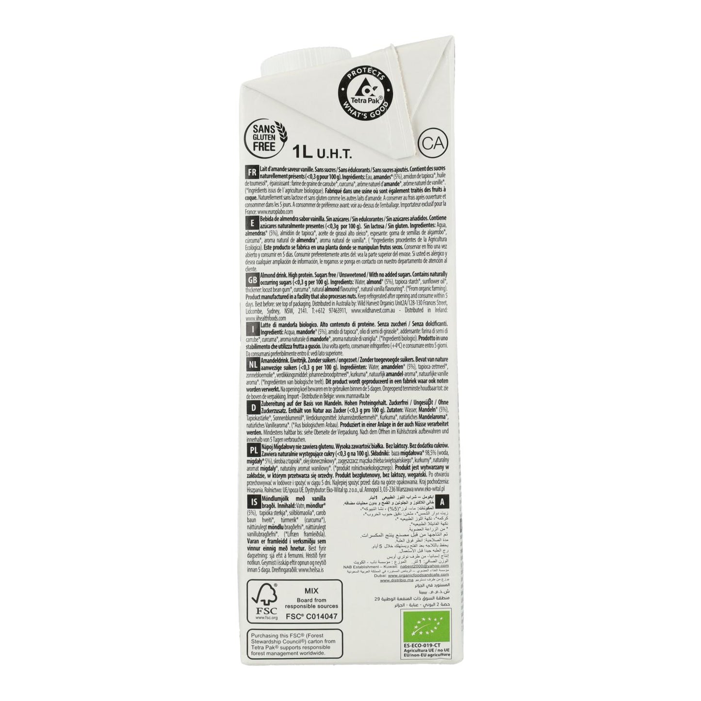Bebida vegetal Almendra y Vainilla bio Nature EcoMil 1 L
