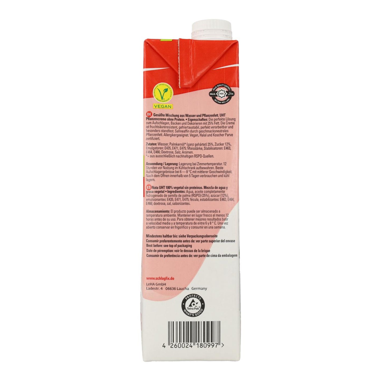 Nata Vegetal Dulce para montar y cocinar Schlagfix 1 L