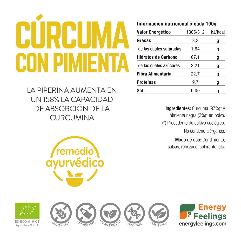 Pack 2x Cúrcuma Con Pimienta negra en Polvo Eco Energy Feelings 200 g