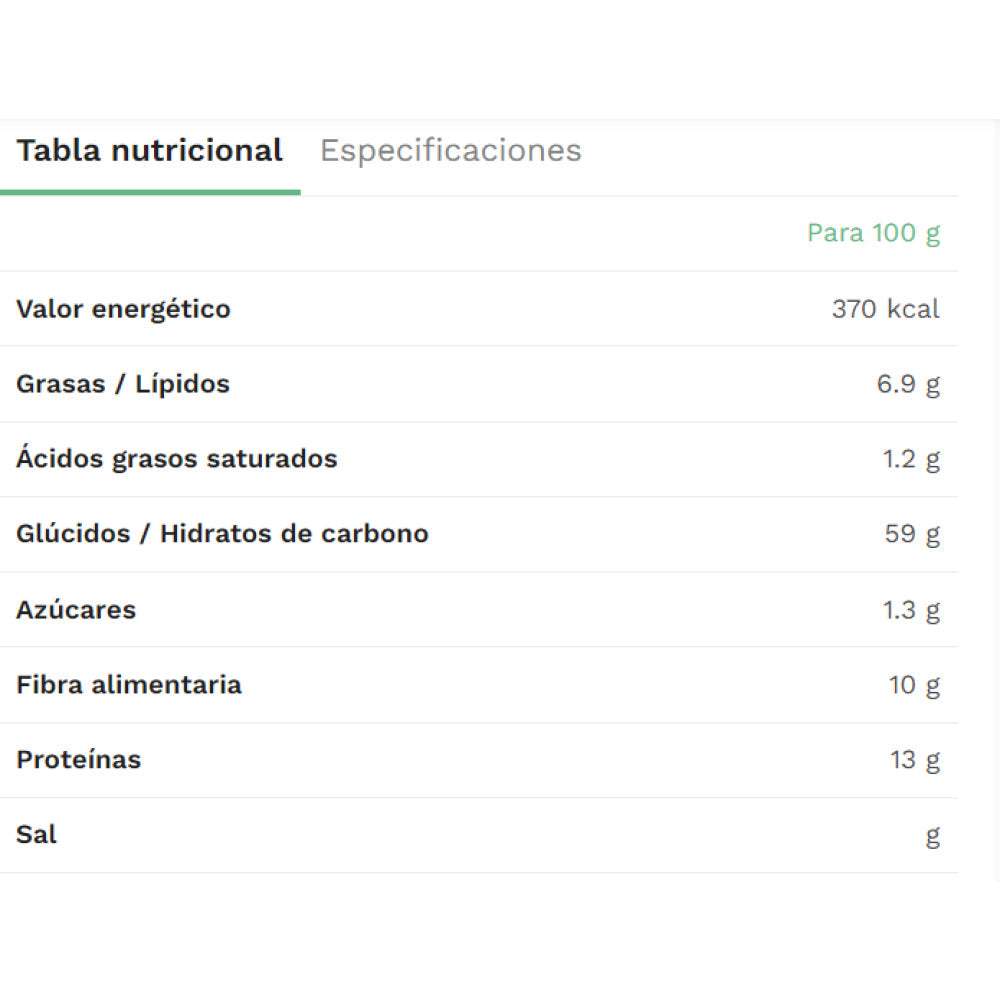 Copos gruesos de avena integral sin gluten BIO El Granero 500g