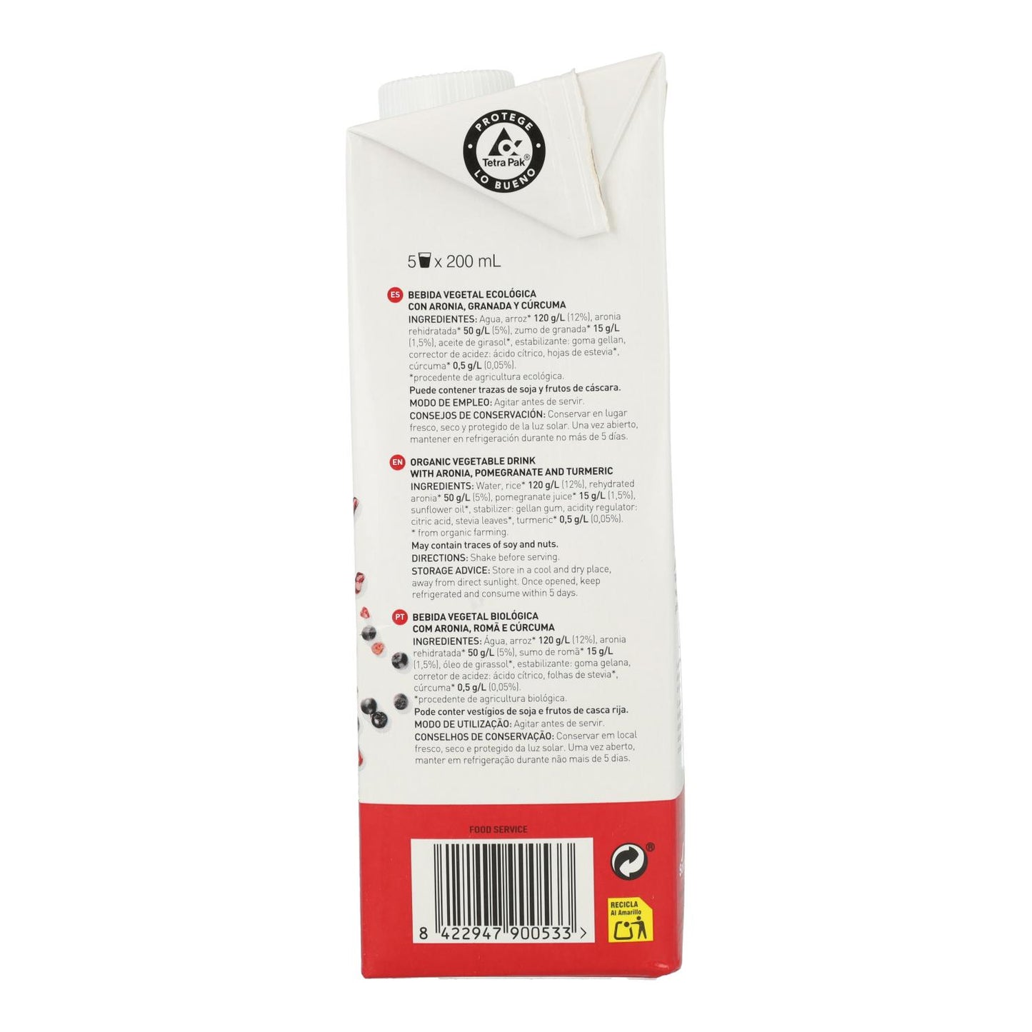 Bebida AROGRAN ( Aronia, Granada y Cúrcuma) BIO Soria Natural 1 L