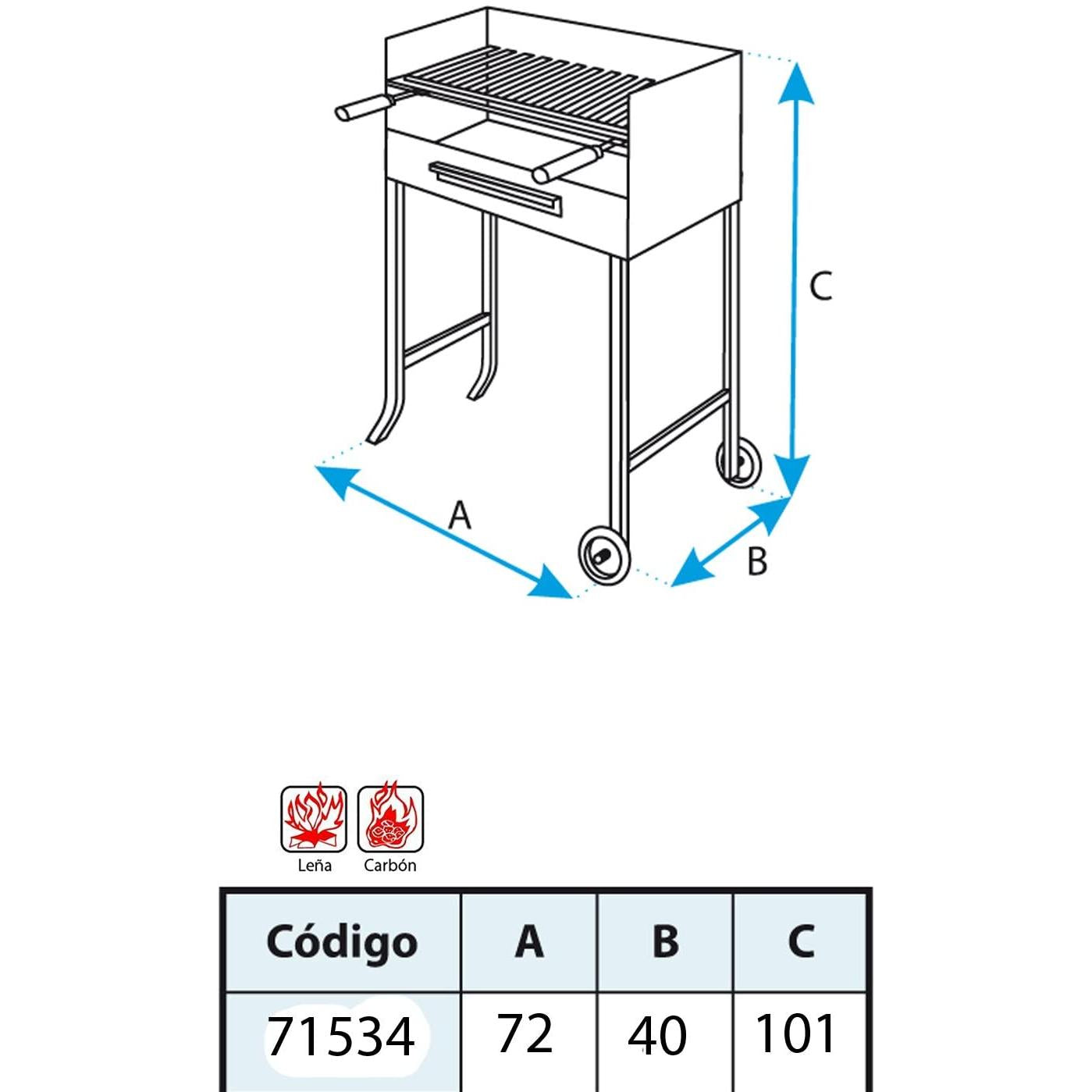Barbacoa con ruedas y parrilla de acero inox Imex el Zorro