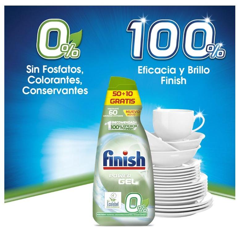 Gel Lavavajilla Finish 0% Power Gel 60 dosis