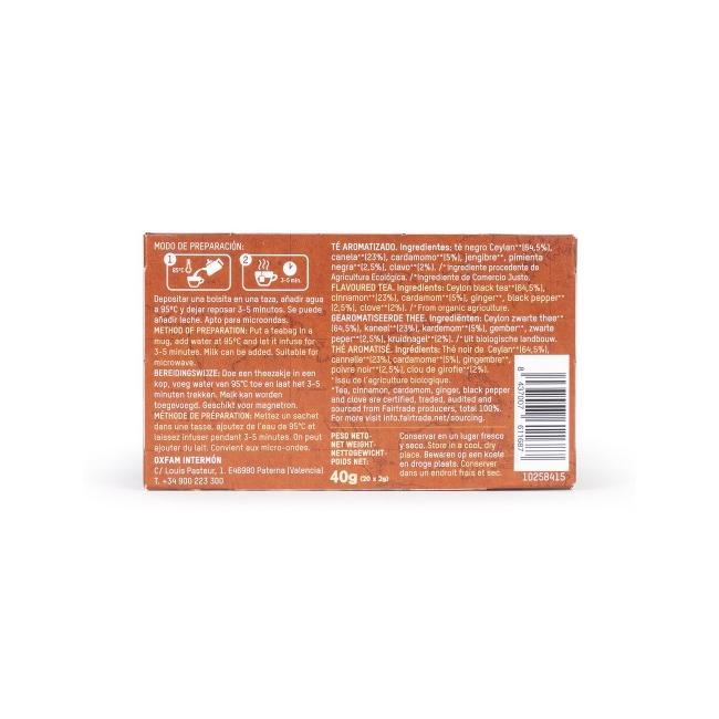 Té chai con especias Comercio Justo bio Tierra Madre Oxfam Intermón 40 g