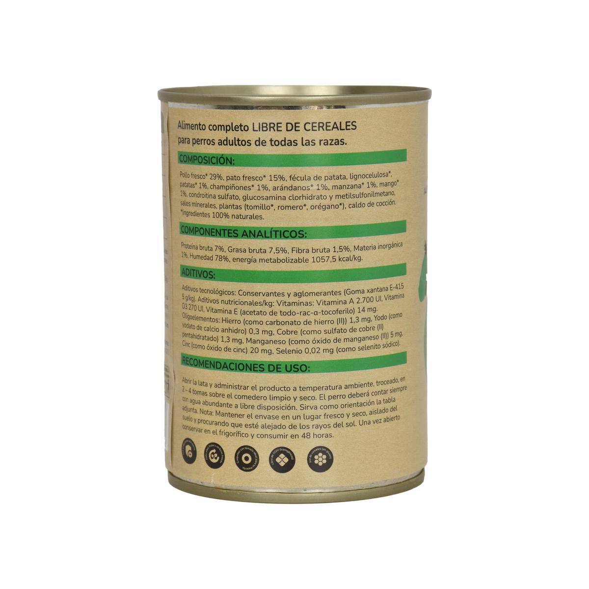 Pack 12 x Comida Húmeda Grain Free Superpremium para perro Pollo y Pato 380 g Planeta Huerto