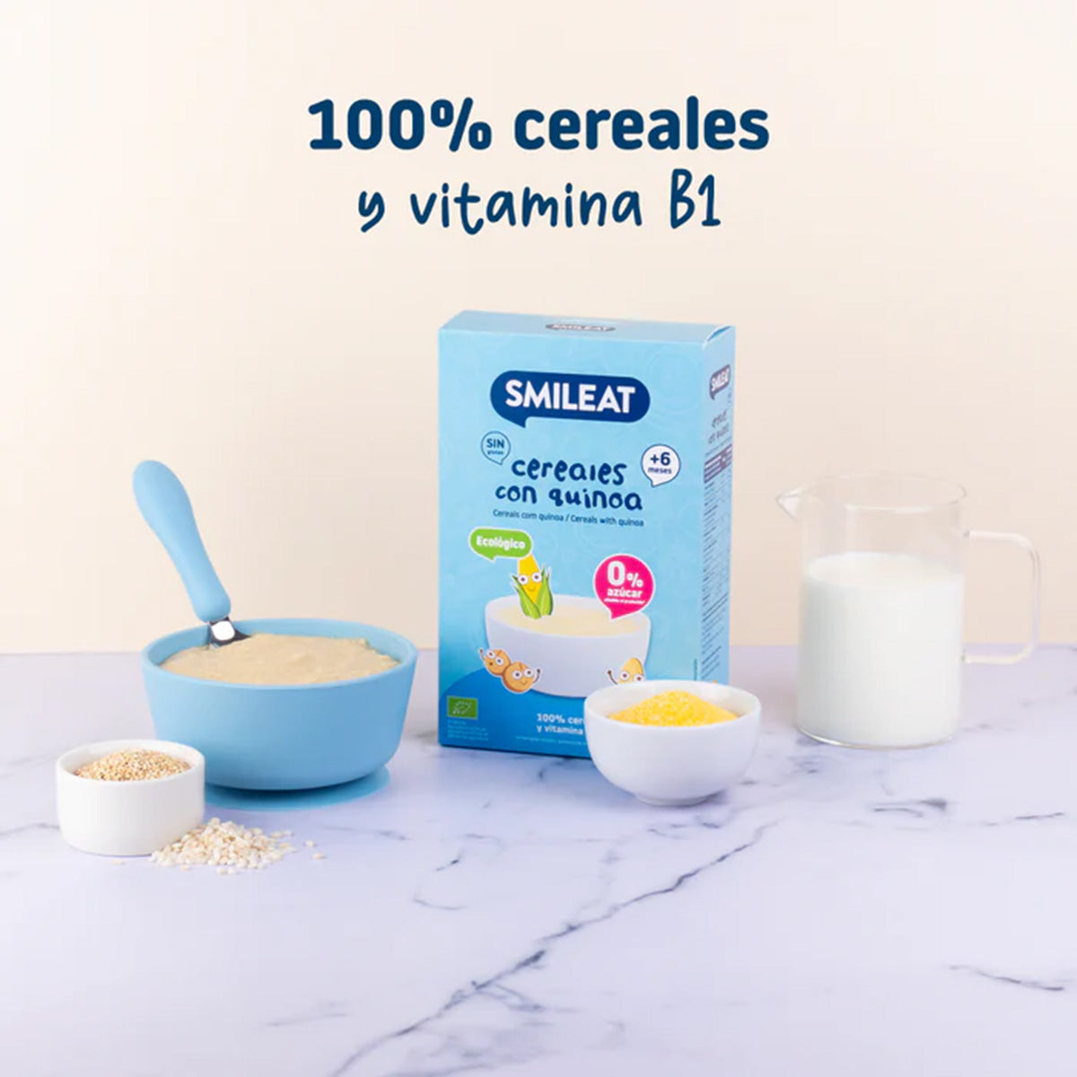 PROMO 3x Papilla de cereales Sin Gluten con Quinoa Eco Smileat, 200g