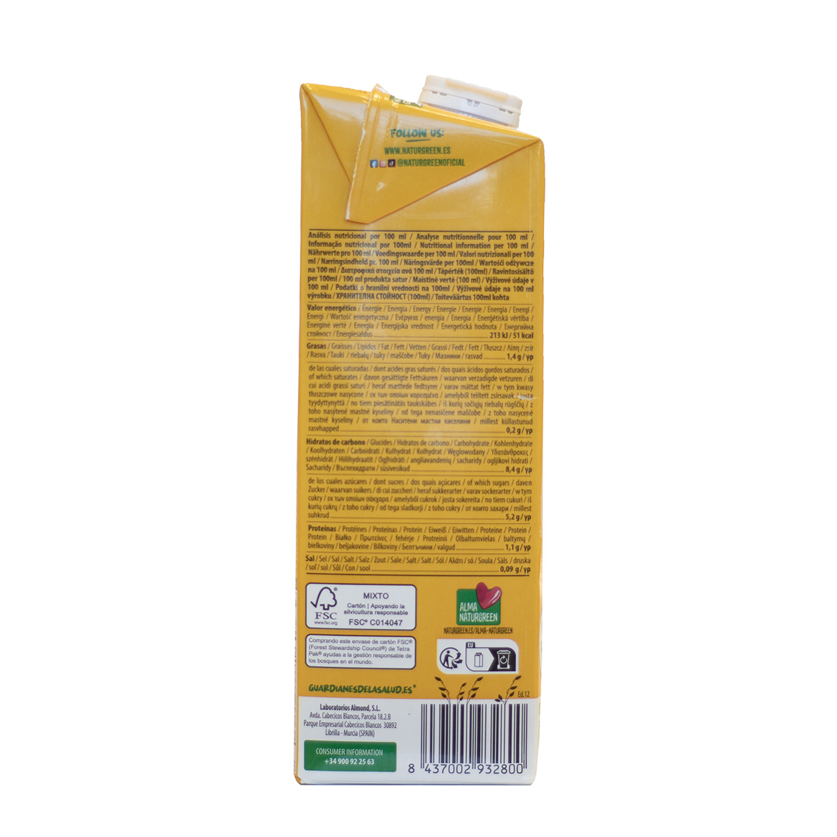 Pack 6 x Bebida de Avena BIO NaturGreen 1 L