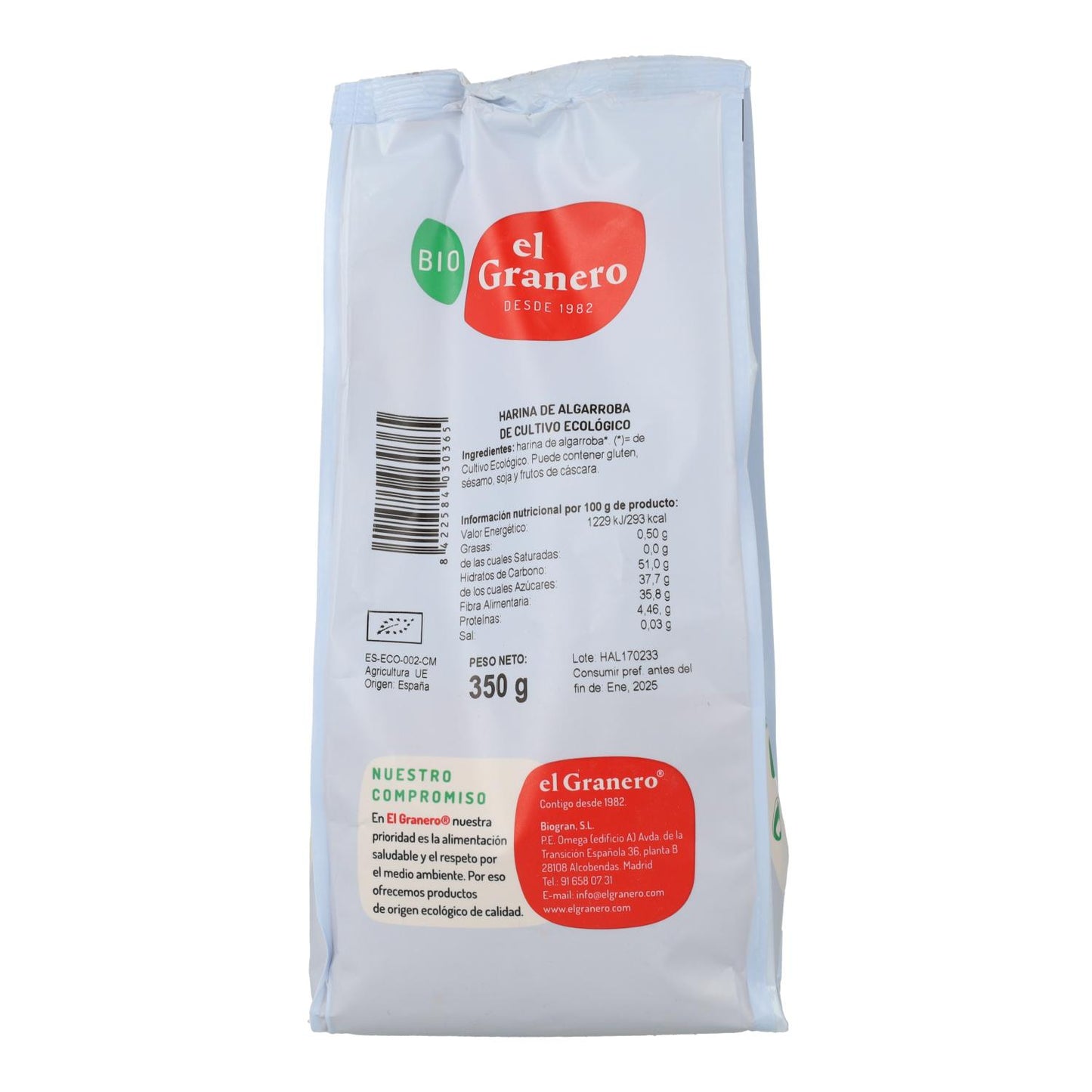 Harina de Algarroba El Granero, 350 g