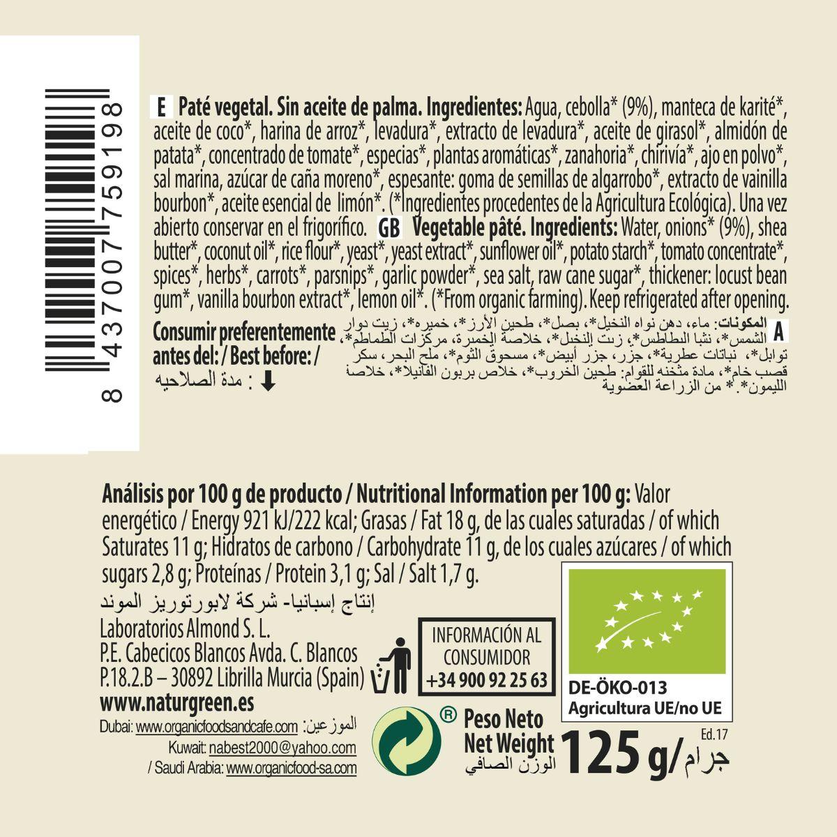 Paté Nature Naturgreen 125 g