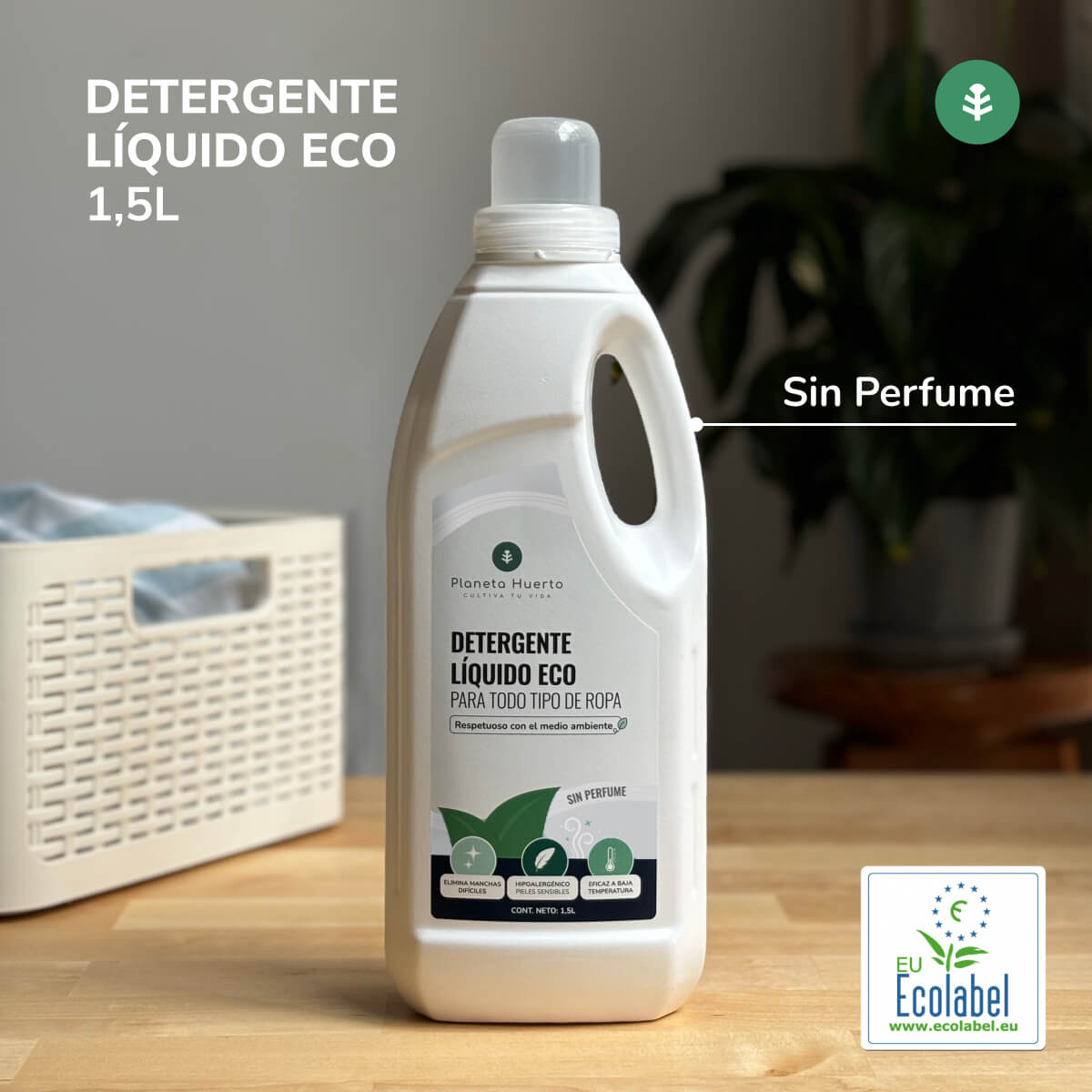 Detergente Líquido Ropa ECO Sín Perfume Planeta Huerto 1,5 Litros