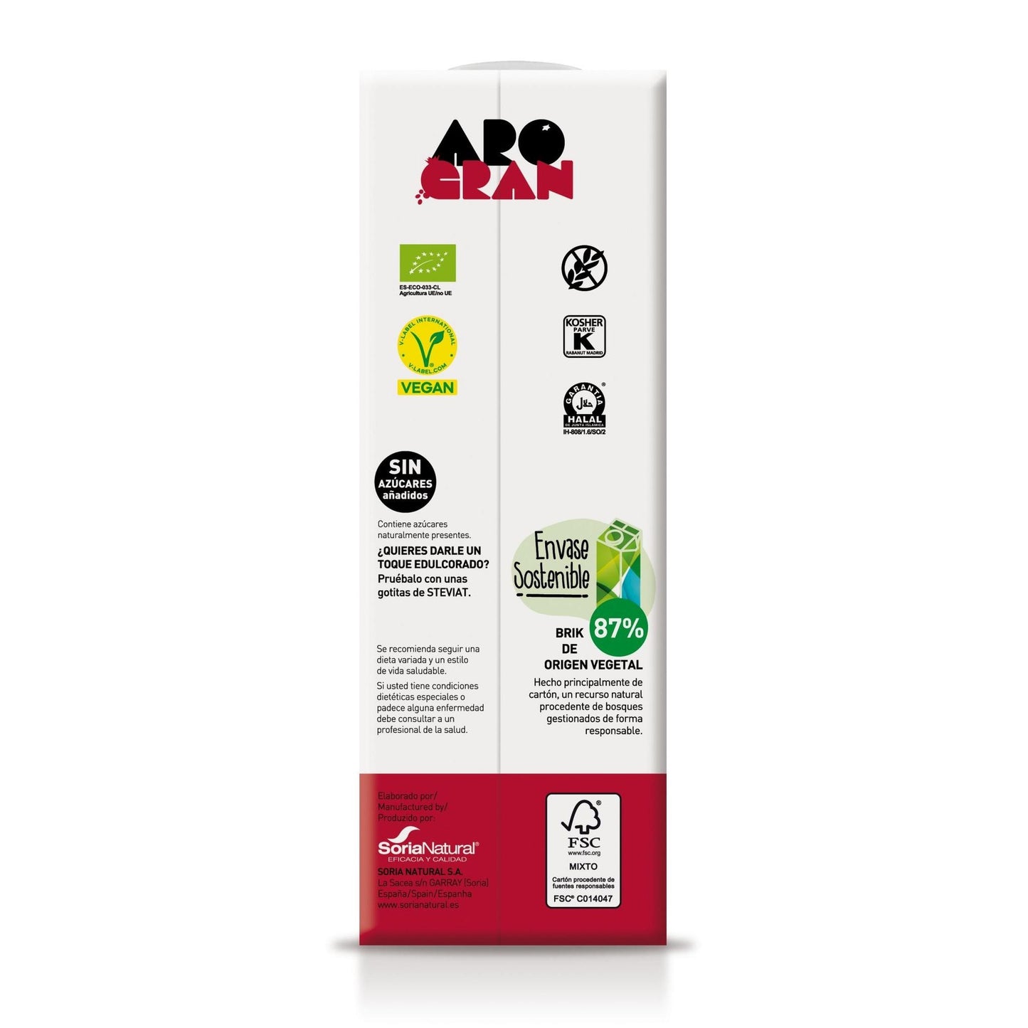 Bebida AROGRAN ( Aronia, Granada y Cúrcuma) BIO Soria Natural 1 L