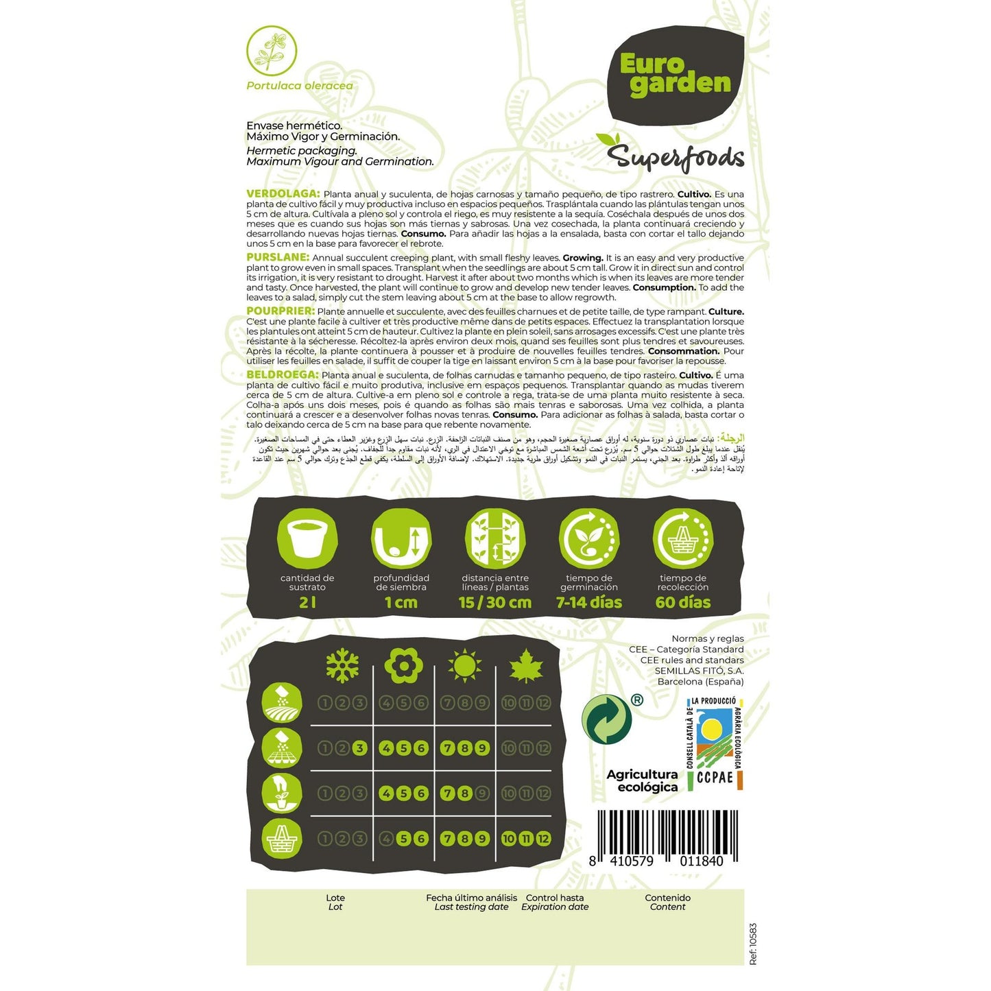 Semillas de Verdolaga ecológicas Vitalfoods