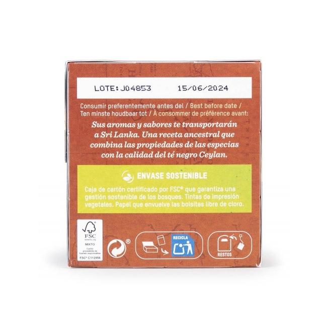 Té chai con especias Comercio Justo bio Tierra Madre Oxfam Intermón 40 g