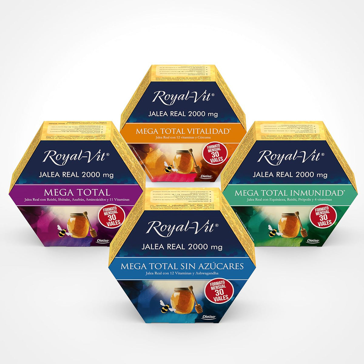 Jalea Real 2000mg Mega Total Inmunidad, con Reishi, Própolis y Equinácea Royal Vit 30 viales