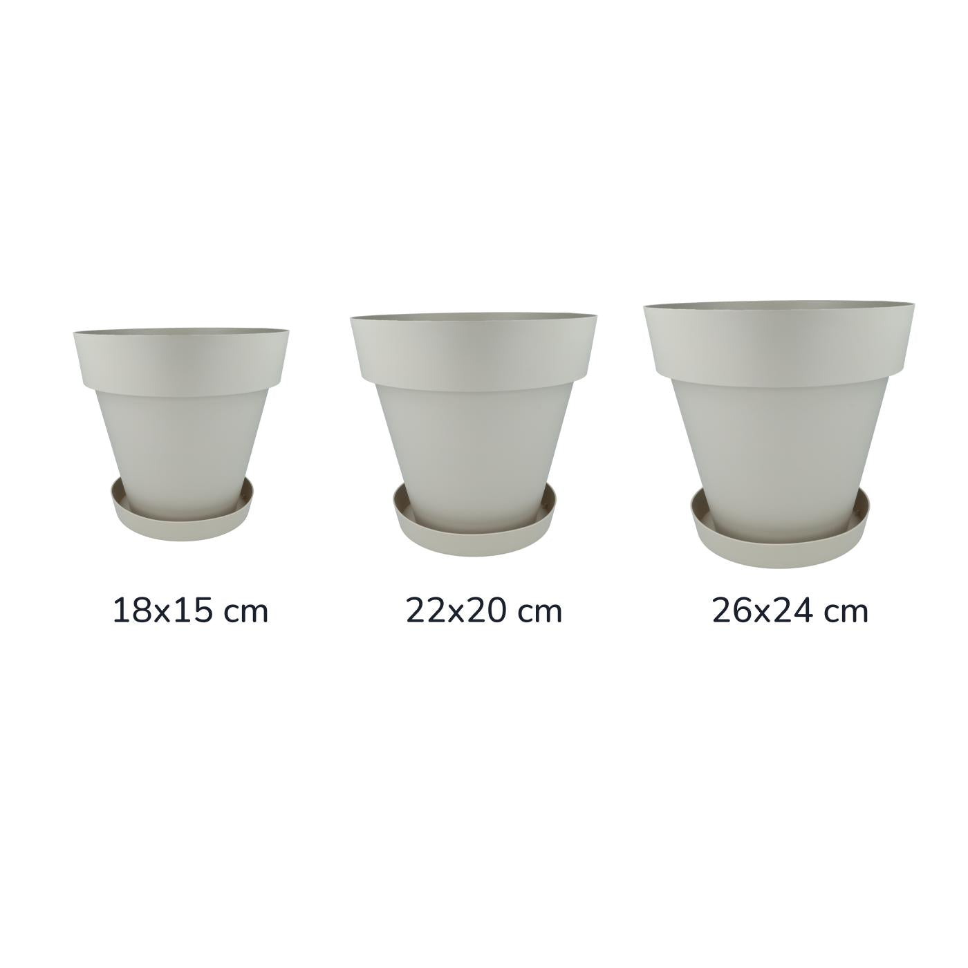 Pack maceta con plato color crudo Tes 26 x 24 cm