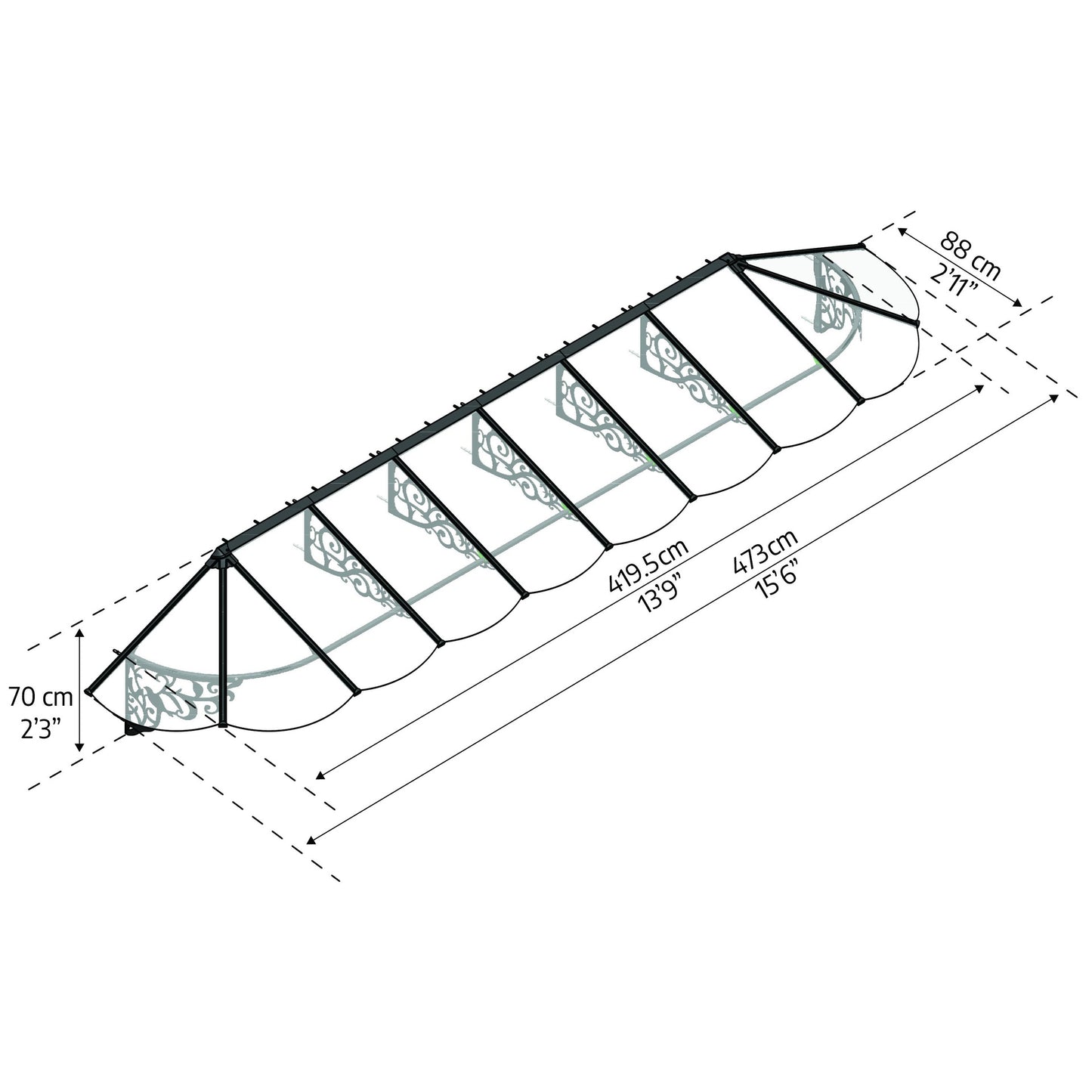 Marquesina para puerta Lily 88x473 cm Canopia