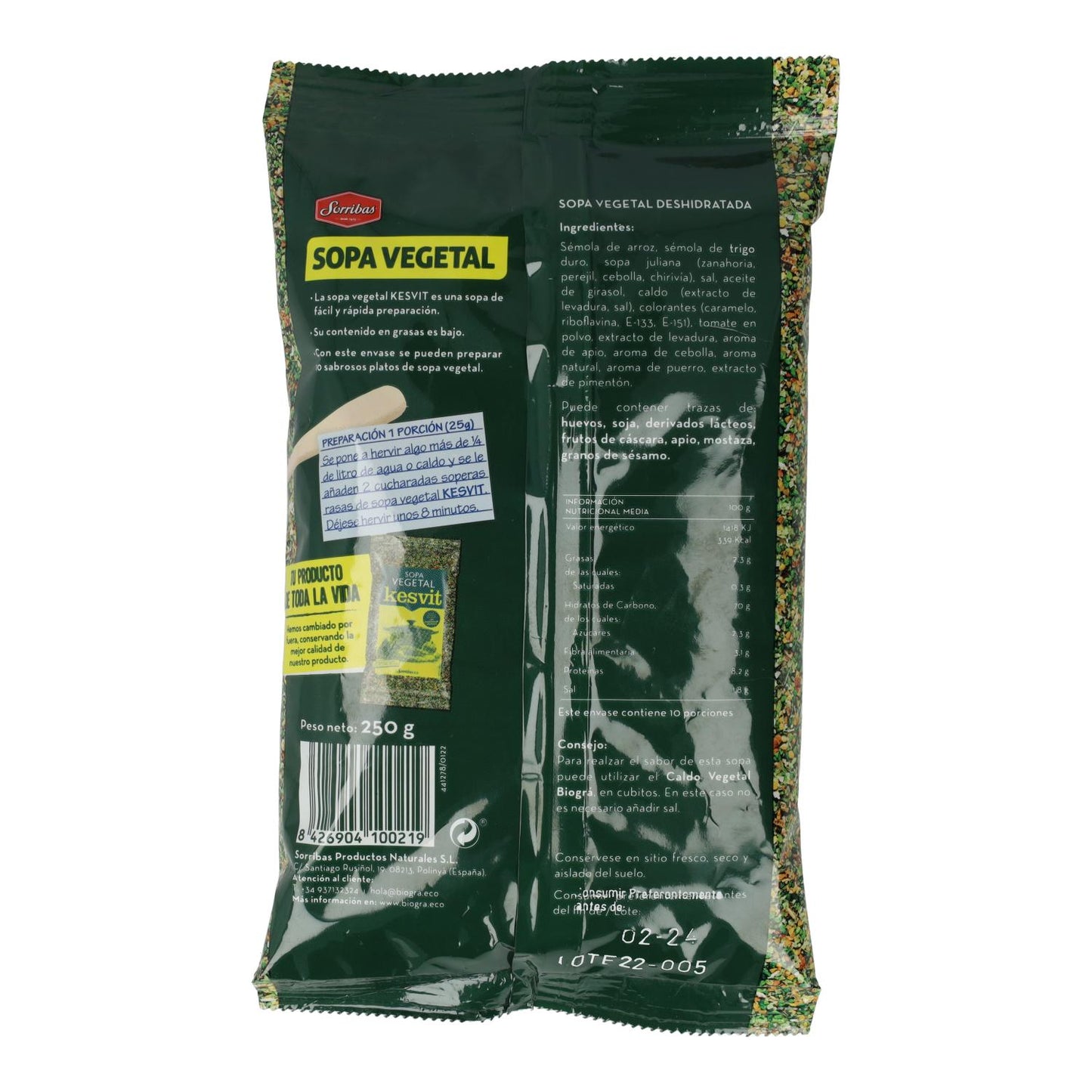 Sopa Sémola Kesvit Biográ 250 gr