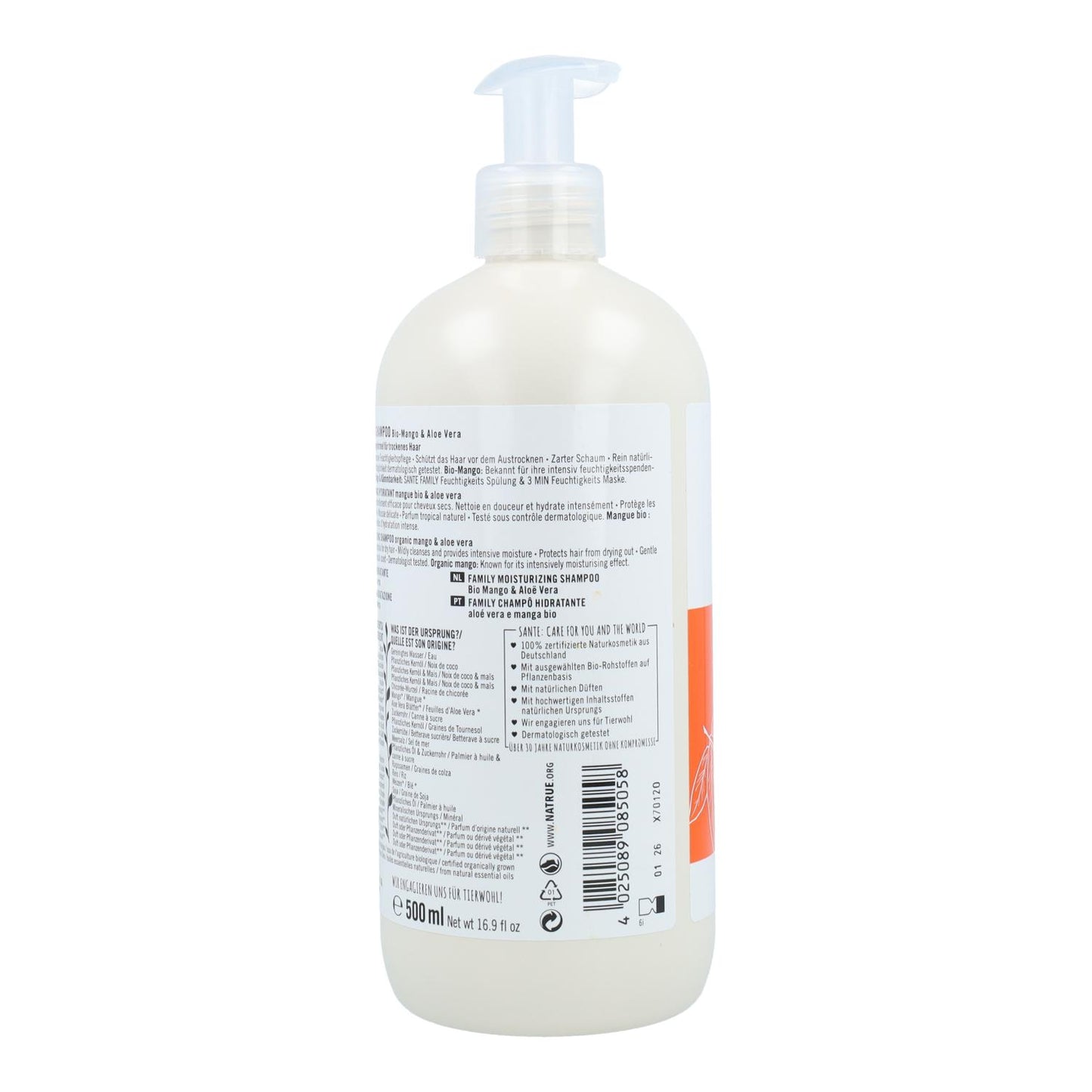 Champú Hidratante Family Aloe Vera & Mango, Sante 500 ml