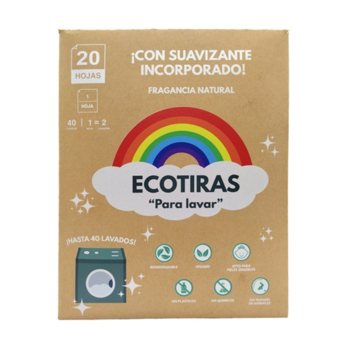 Pack 3 Uds Ecotiras Lavadora Detergente con Suavizante 20 Tiras (40 Lavados)