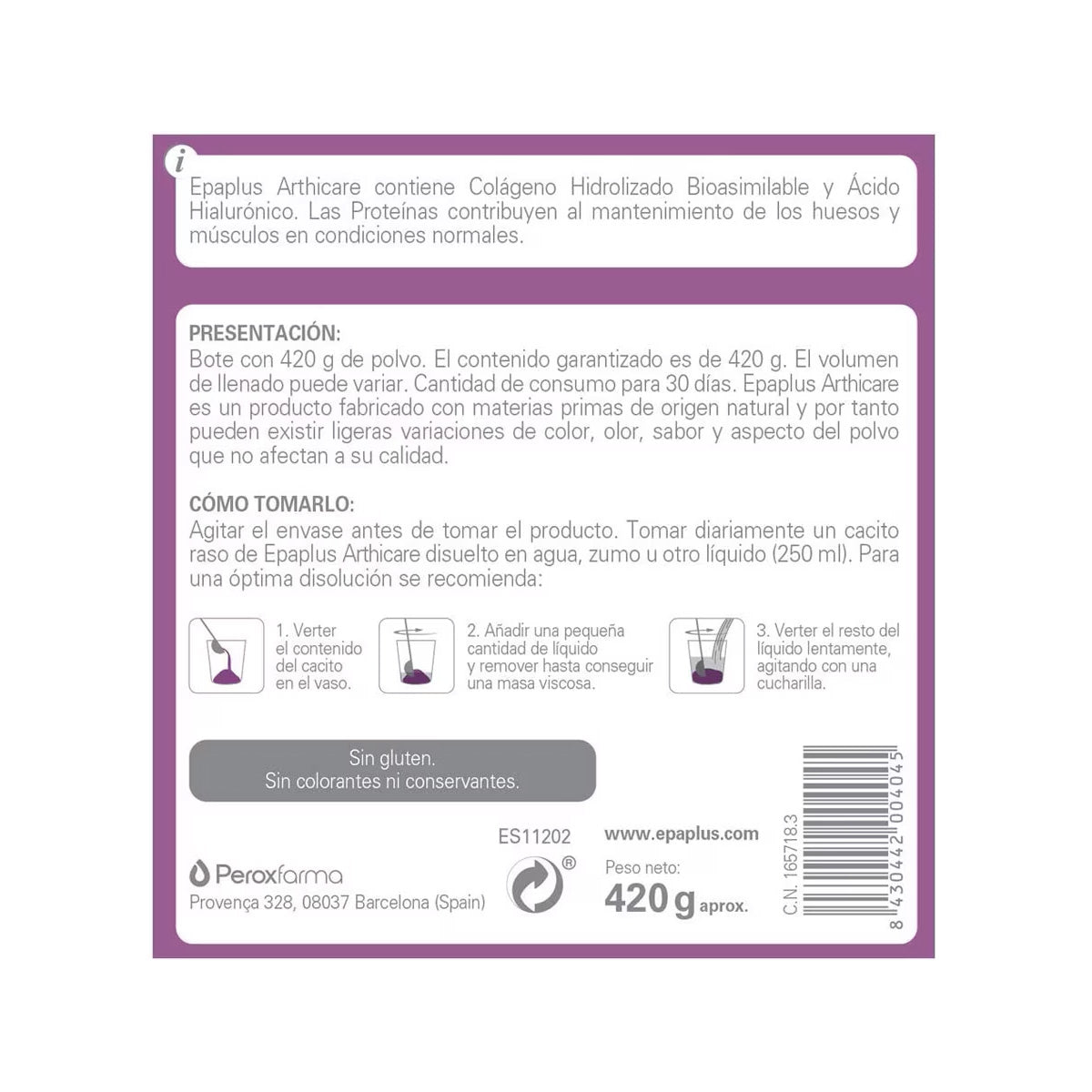 Epaplus Arthicare Colageno+Hialuronico 420 G Epaplus
