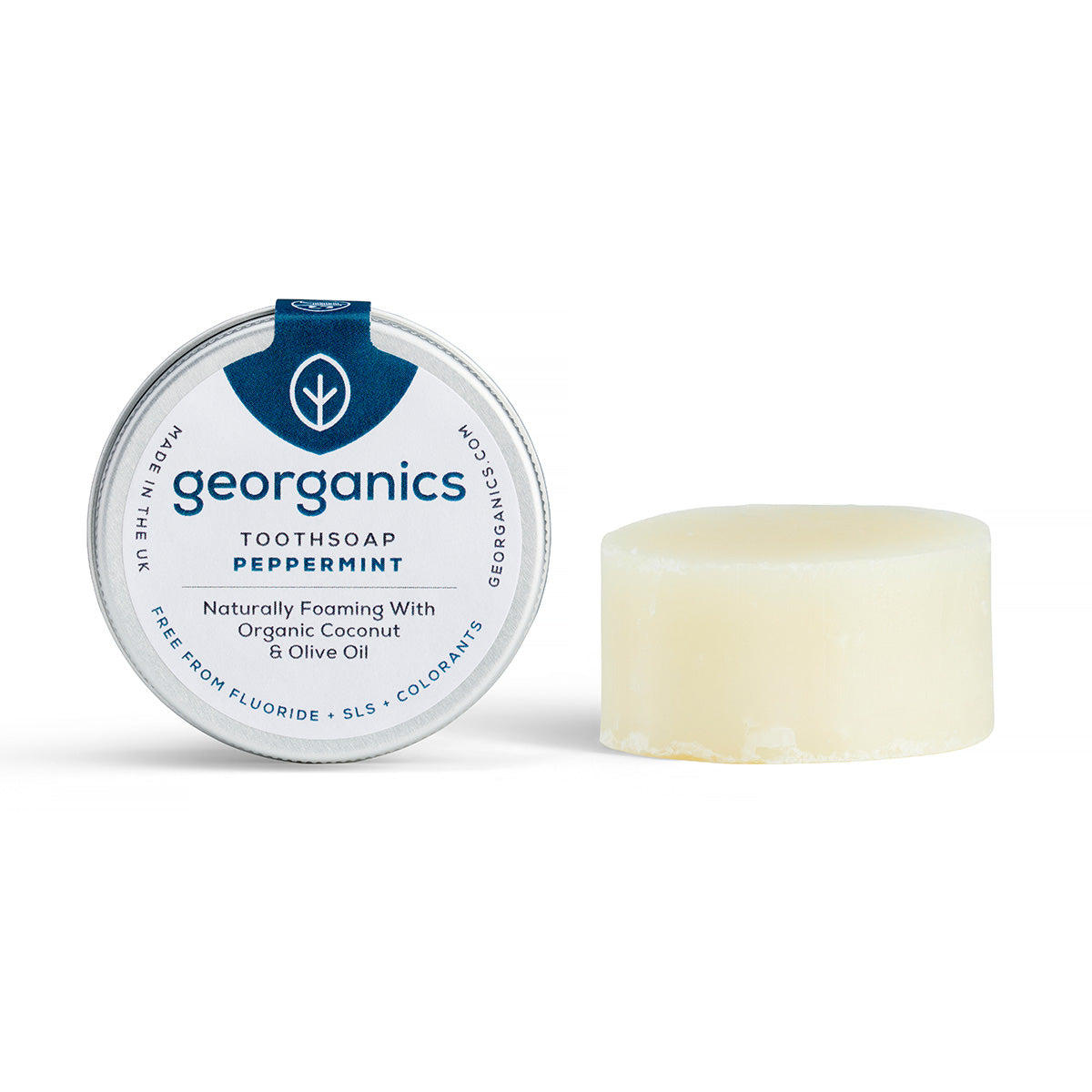 Dentífrico sólido natural sin flúor sabor menta Georganics 30 ml
