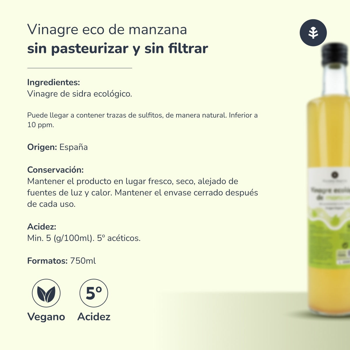 Pack 6x Vinagre de manzana ECO sin filtrar Planeta Huerto 750 ml