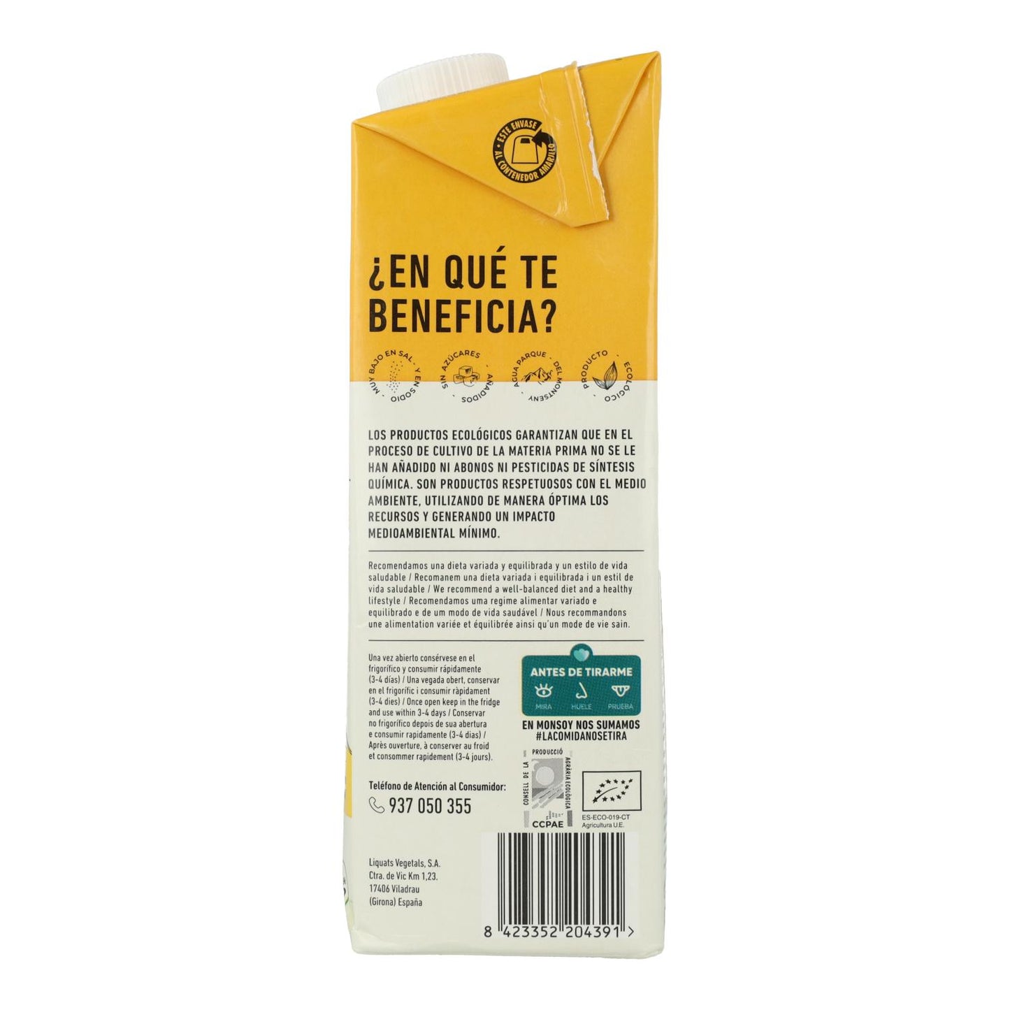 Pack 6uds Bebida BIO de avena sin gluten Monsoy 1 L