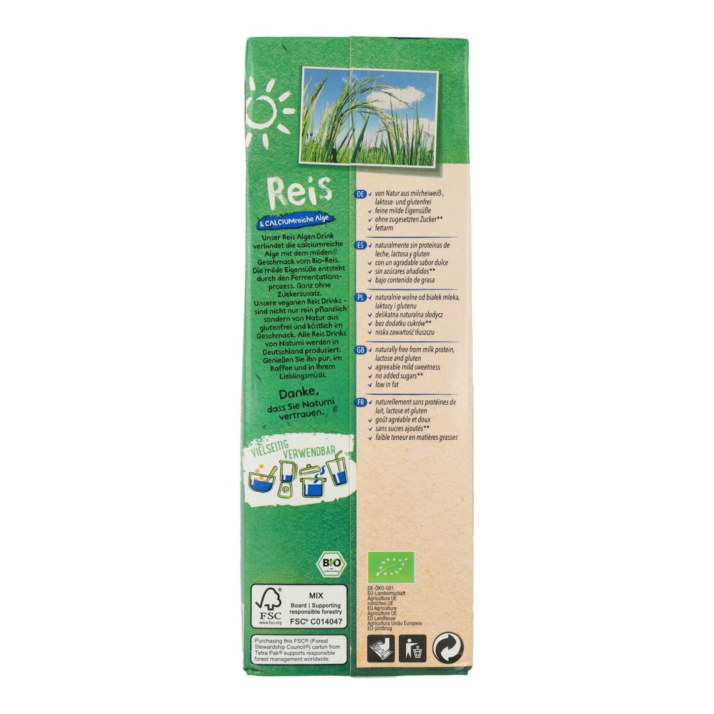 Pack 8 x Bebida de Arroz Alga bio Natumi 1 L