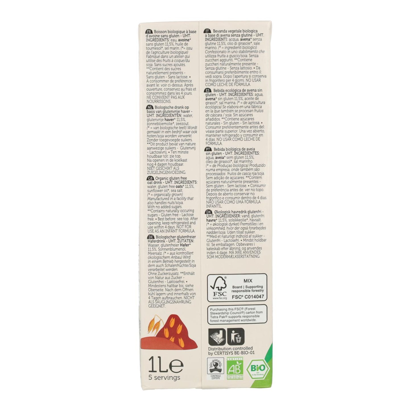 Bebida de avena sin gluten ECO Lima 1 L