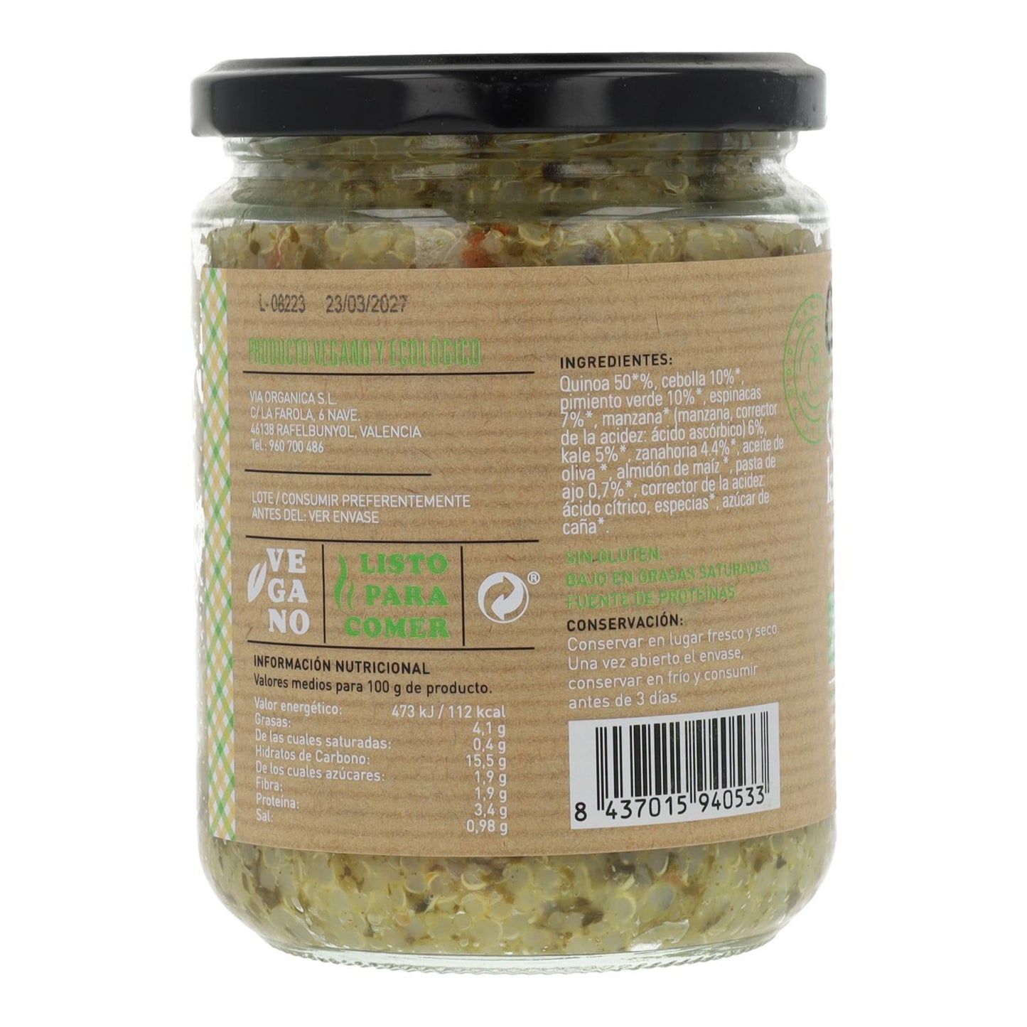 Quinoa Con Kale Y Espinacas 425g
