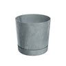 Maceta Pure cemento plato integrado gris D 24 x 23