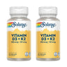 Pack 2x Vitamina D3 & K2 (Mk7) 120 Caps Solaray