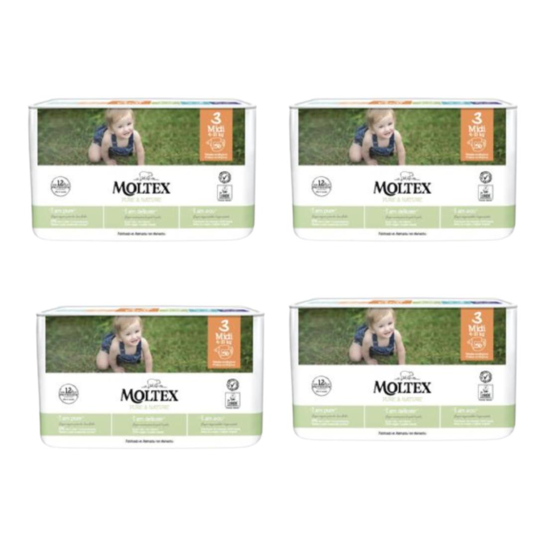 Pack ahorro Pañales Moltex Pure & Nature T3 (4-10 kg), 224 Uds