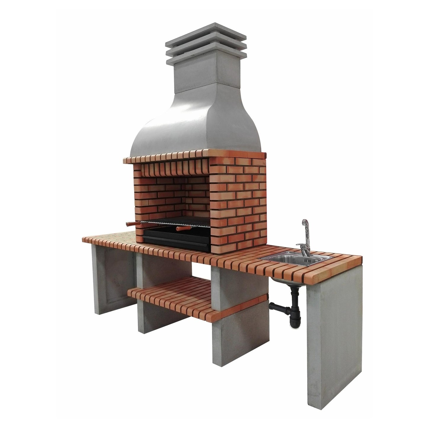 Barbacoa Altea con doble bancada y fregadero Derecha Movelar