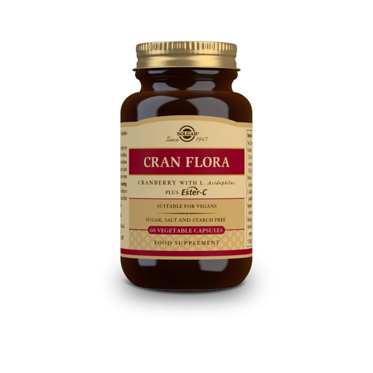 Cran flora (arándano rojo con probióticos y ester-C), 60 cápsulas