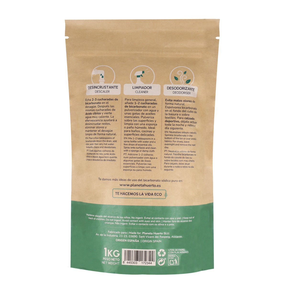 Pack 6xBicarbonato sódico Planeta Huerto 1 Kg