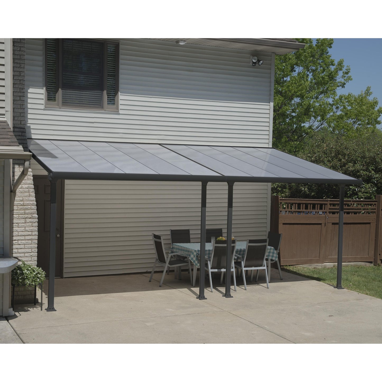Pérgola adosada Feria 300x61 cm gris