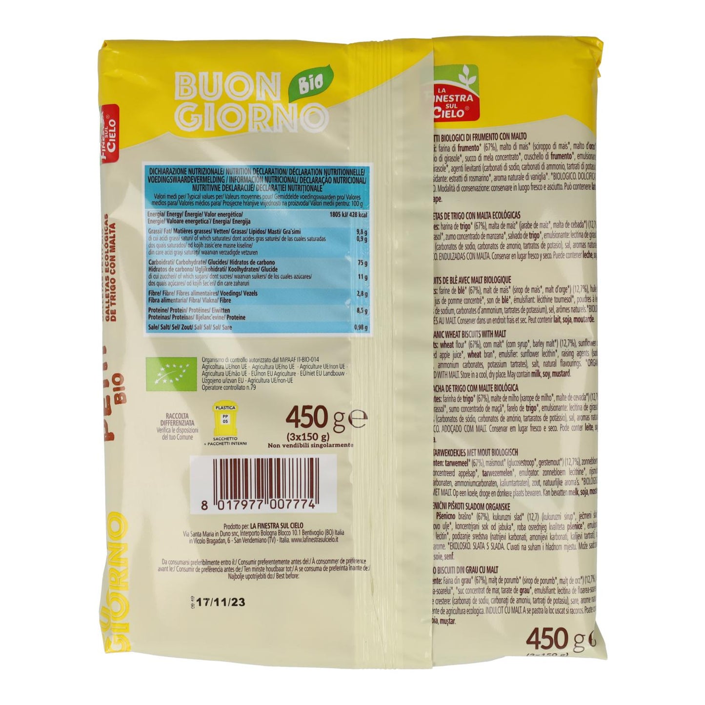 Galletas PETIT La Finestra Sul Cielo 450 g