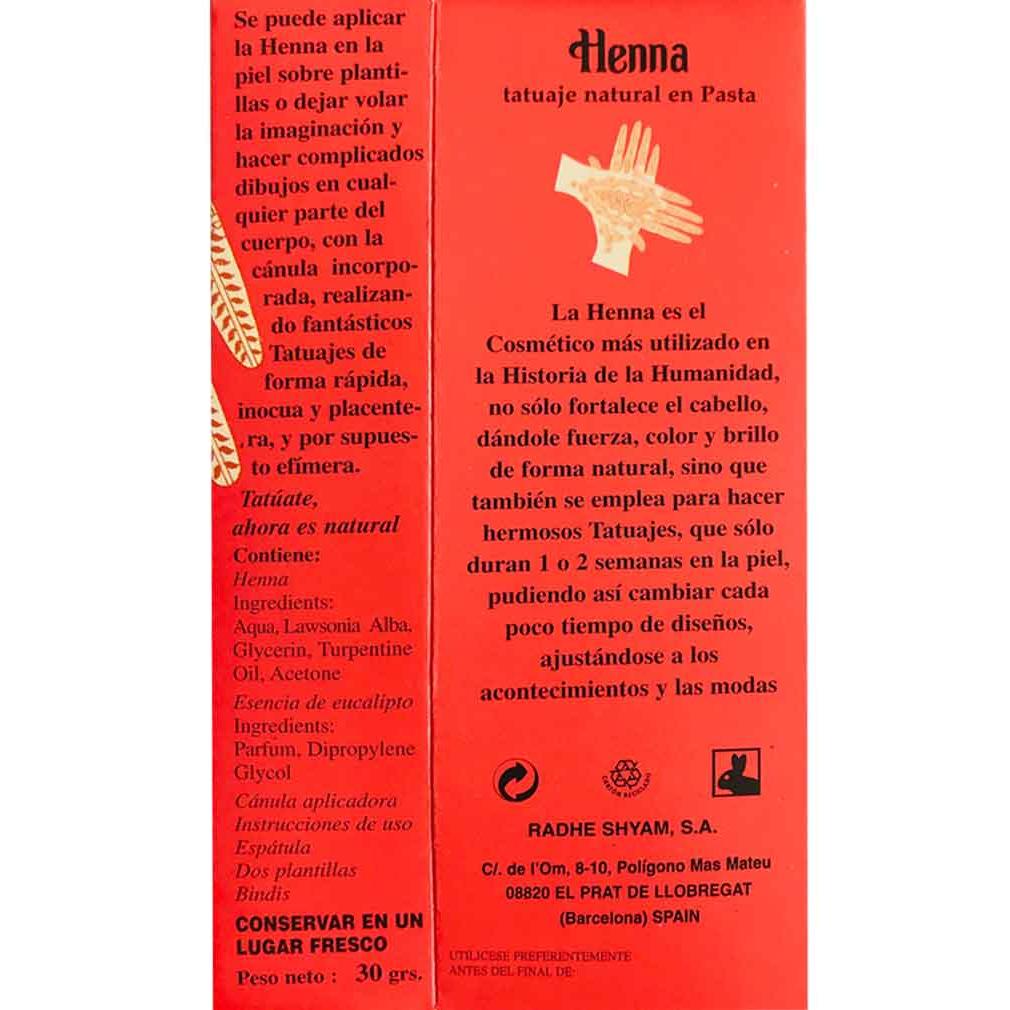 Tatuaje Pasta Henna Radhe 30 Gr Radhe