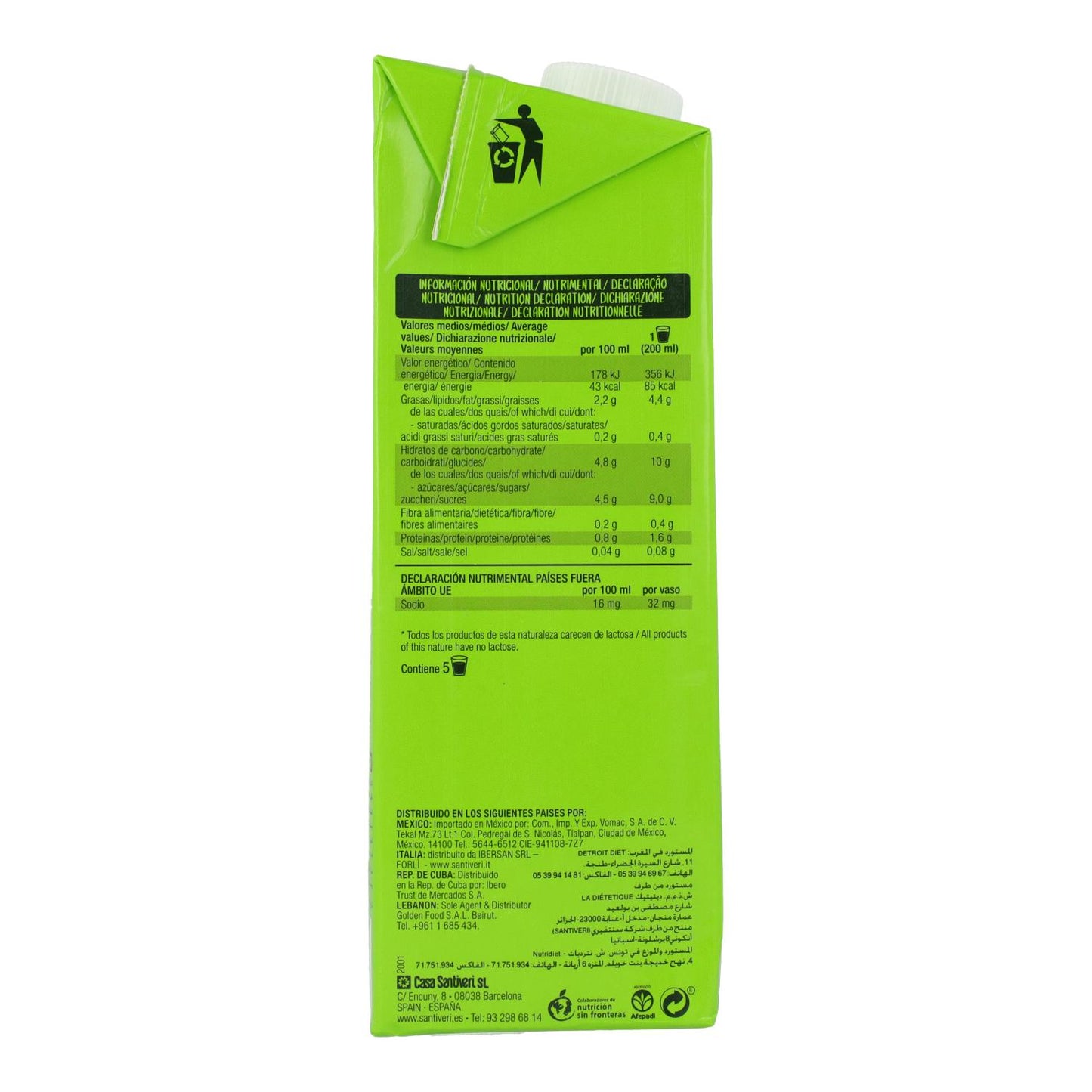 Leche Almendras Bio Santiveri 1 L