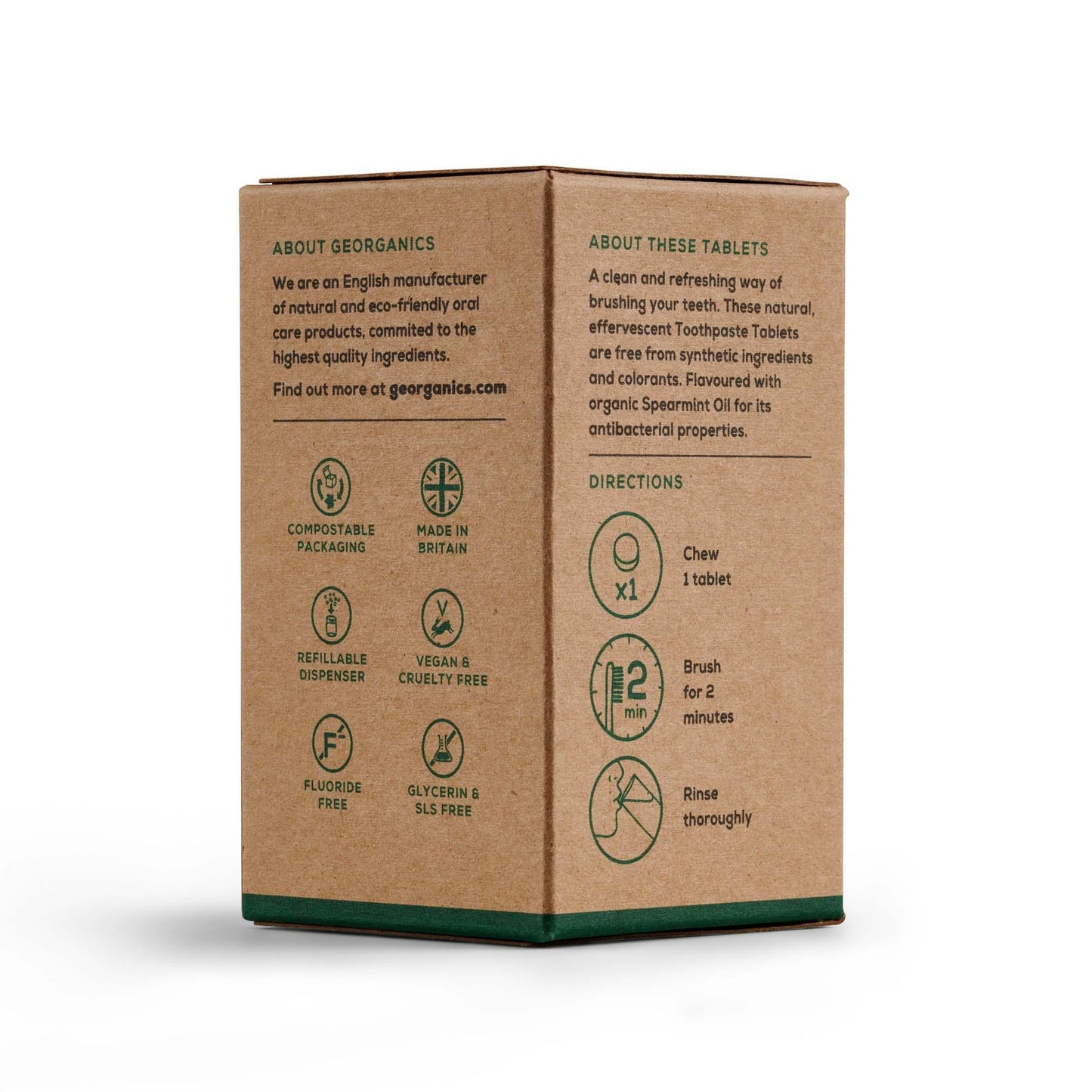 Dentífrico Natural en Tabletas sabor Hierbabuena Georganics