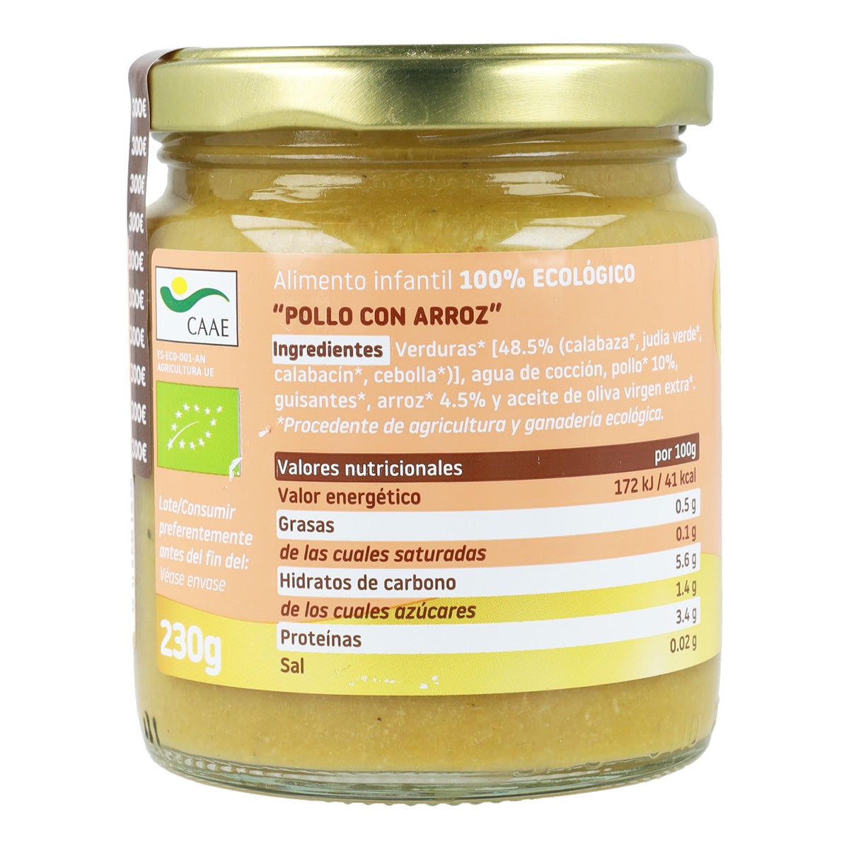 Pack 2x Tarrito Dorado BIO pollo con arroz +6 meses Smileat, 230g