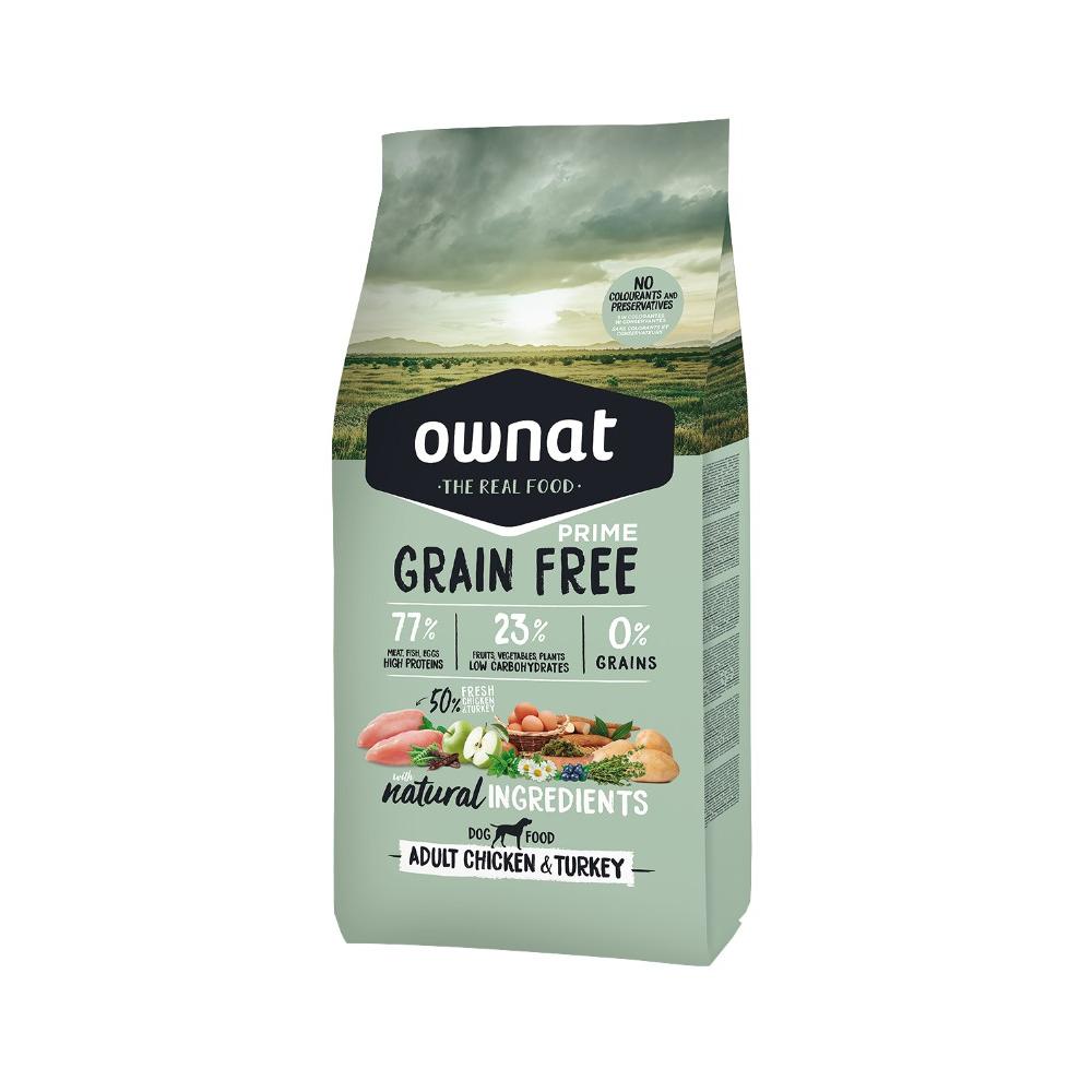 Pienso Grain Free Prime Pollo y Pavo para todas razas perro ADULT Ownat 12 kg